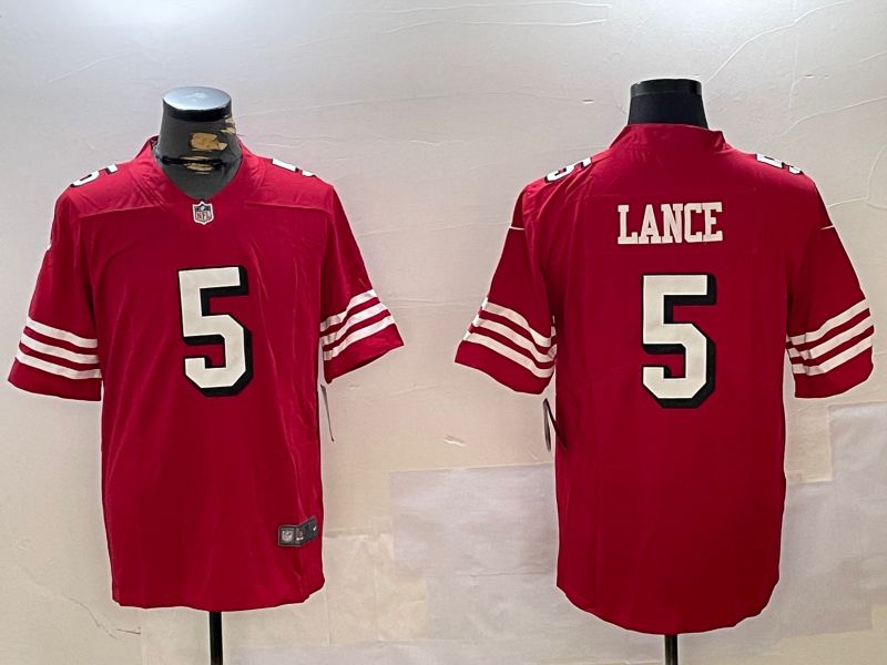 Men San Francisco 49ers #5 Lance Red Second generation 2024 Nike Limited NFL Jersey style 1